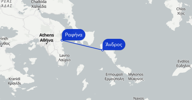 ραφηνα ανδρος χαρτης πλοιου